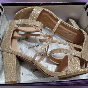 Champagne Block High Heels 6.5